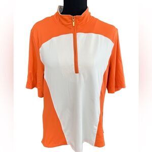 Clover by Bobby Jones orange/white Performance 1/4 zip front top size XL